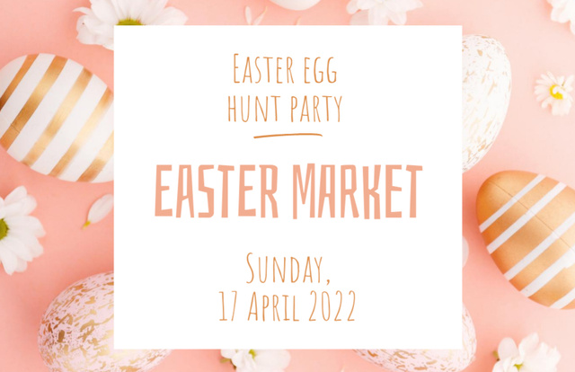 Easter Holiday Market Announcement in Pink Flyer 5.5x8.5in Horizontal Design Template