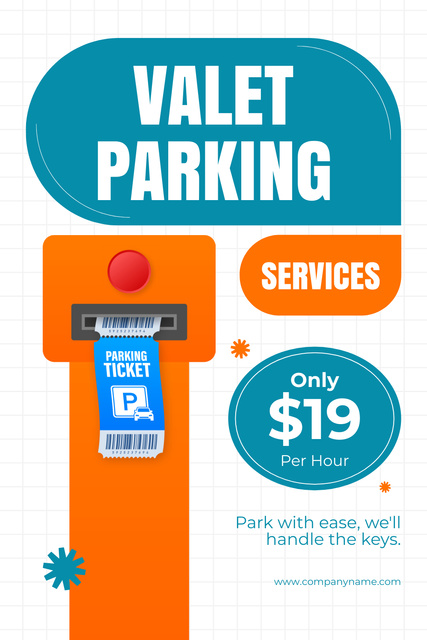 Valet Parking Services Offer with Price Pinterest Design Template