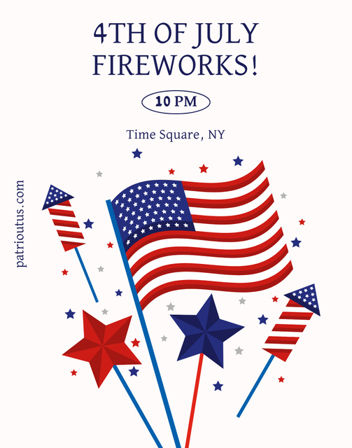 Plantilla de diseño de Fireworks on USA Independence Day Poster 22x28in 