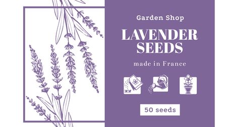 Designvorlage Angebot zum Verkauf von Lavendelsamen für Label 3.5x2in