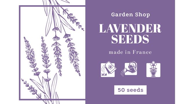 Lavender Seeds Sale Offer Label 3.5x2in tervezősablon