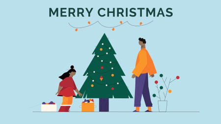 Platilla de diseño People decorating Christmas tree Full HD video