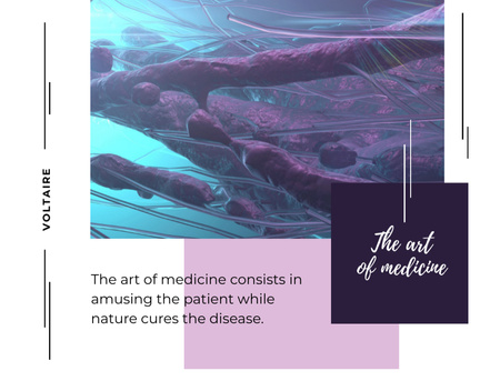 Platilla de diseño Art Of Medicine And Microscopic Bacteria Cells Postcard 4.2x5.5in