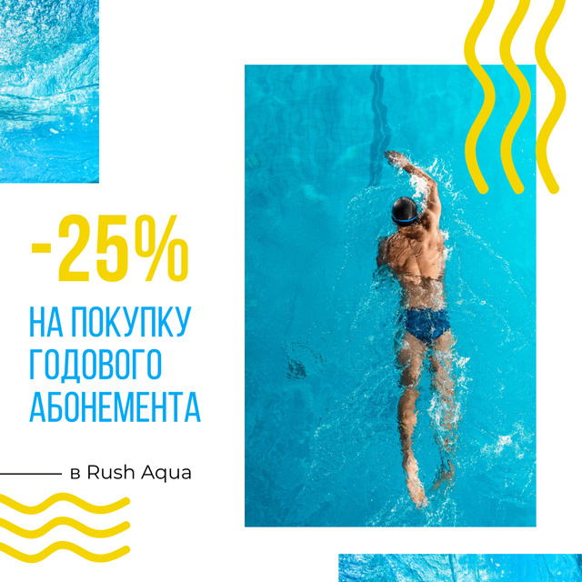 Swimming Pool Offer Man in Water Instagram AD Tasarım Şablonu