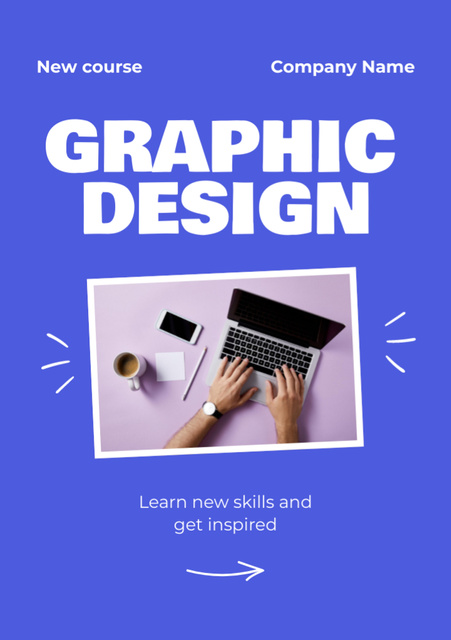 Graphic Design Course Announcement to Learn New Skills Flyer A7 Modelo de Design