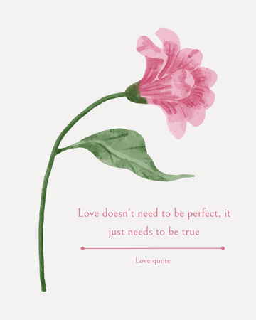Sevimli Pembe Çiçek ile Aşk Sözü Instagram Post Vertical Tasarım Şablonu