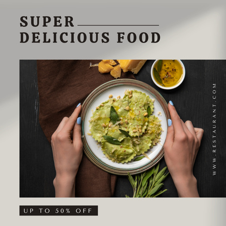 Vynikající nabídka jídla s chutnými pierogi Instagram Šablona návrhu