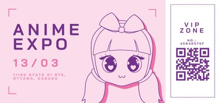 Ontwerpsjabloon van Ticket DL van Mooie aankondiging van Anime Expo in het voorjaar