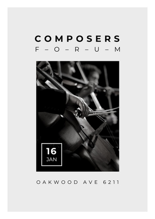 Composers Forum Event Announcement with Musicians on Stage Poster Design Template