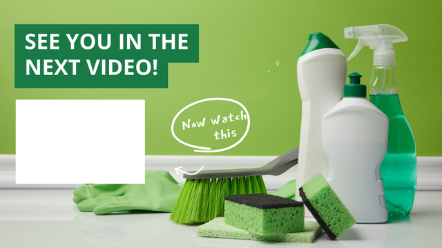 Plantilla de diseño de Cleaning Stuff And Detergents In Video Episode YouTube outro 