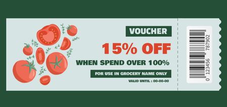 Grocery Store Voucher With Fresh Tomatoes Coupon Din Large – шаблон для дизайна