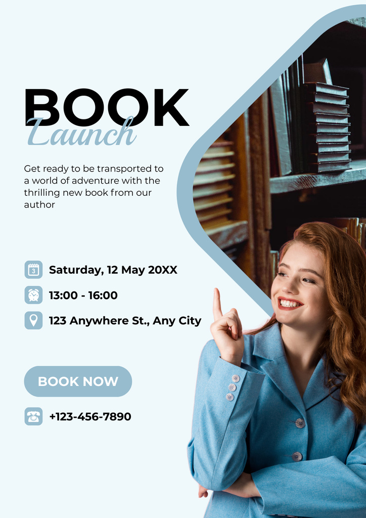 Book Launch Announcement Poster Modelo de Design