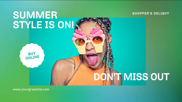 Fancy African American Woman on Summer Sale Announcement Full HD video Design Template