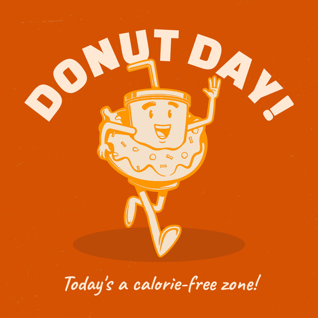 Donut Day With Sweet Dessert And Beverage Offer Animated Post Modelo de Design