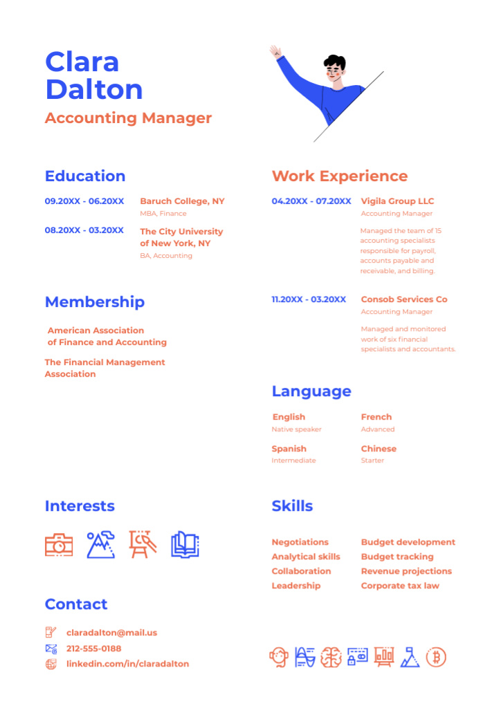 Modèle de visuel Qualified Accounting Manager Skills And Experience Offer - Resume