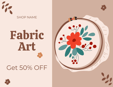 Fabric Art Items With Discount Thank You Card 5.5x4in Horizontal Design Template