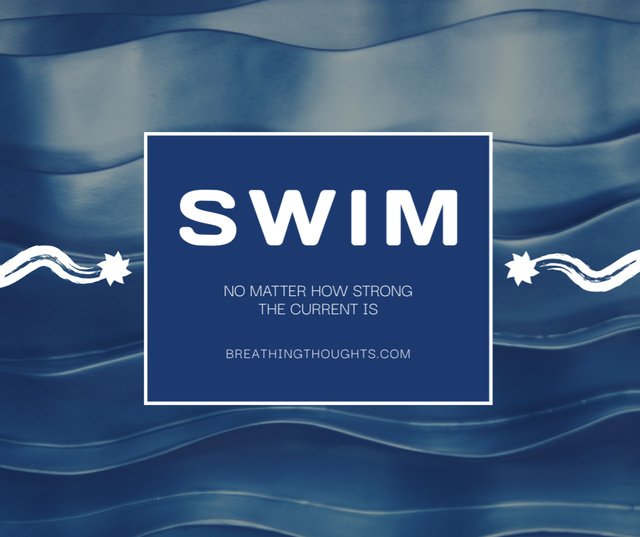 Designvorlage Motivational Quote about Swimming für Facebook