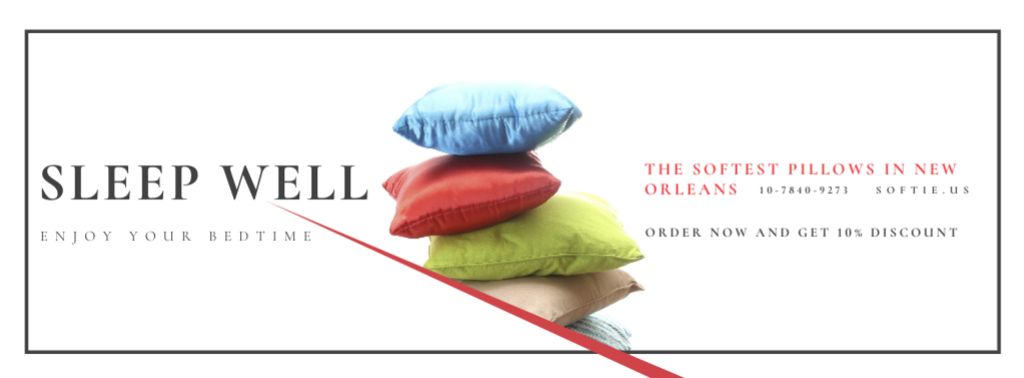 Ontwerpsjabloon van Facebook cover van Textile Ad with Pillows stack