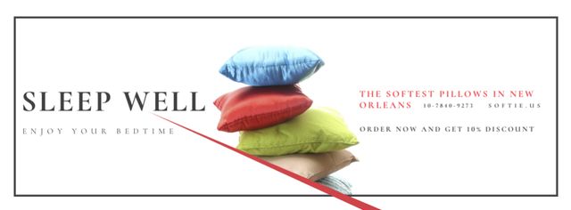 Textile Ad with Pillows stack Facebook cover Πρότυπο σχεδίασης