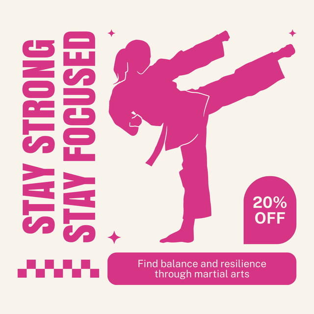 Designvorlage Martial Arts Course Promo with Motivational Phrase für Instagram