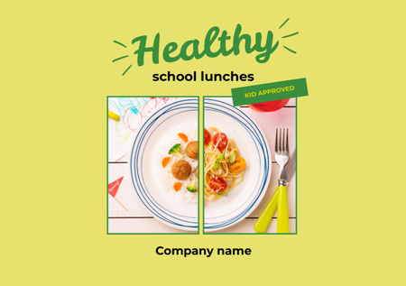 School Food Ad with Healthy Eating Dish Flyer A5 Horizontal Tasarım Şablonu