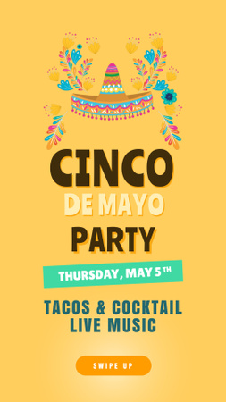 Designvorlage Ankündigung der Cinco De Mayo-Party für Instagram Video Story