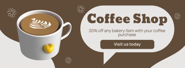 Rich Coffee And Discount For Bakery Item Offer Facebook cover Πρότυπο σχεδίασης