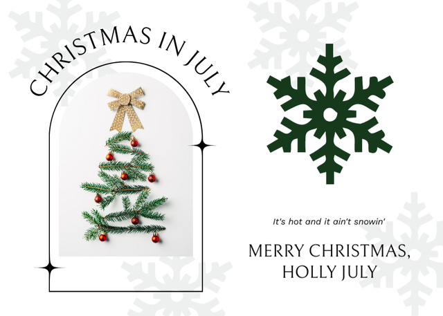 Christmas In July Greeting With Snowflakes Postcard 5x7in – шаблон для дизайну