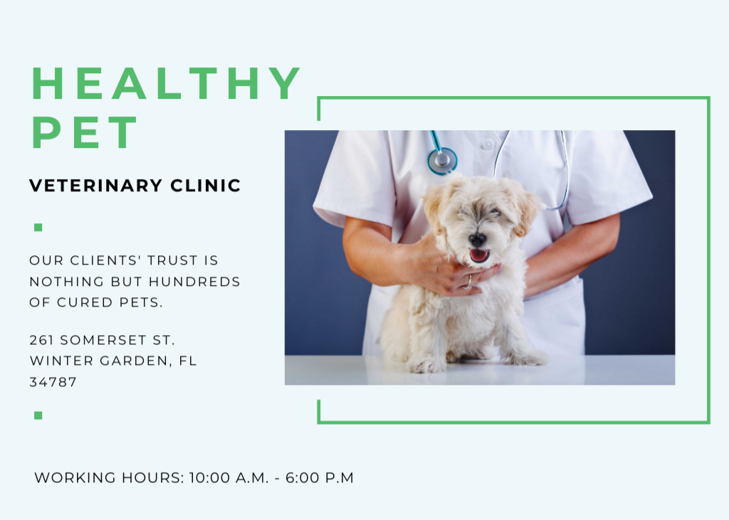 Plantilla de diseño de Dog Visits Vet Clinic Postcard 5x7in 