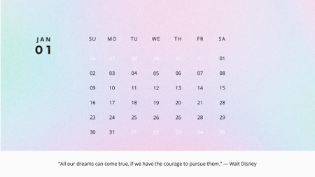 Inspirational Quote about Dreams Calendar Šablona návrhu