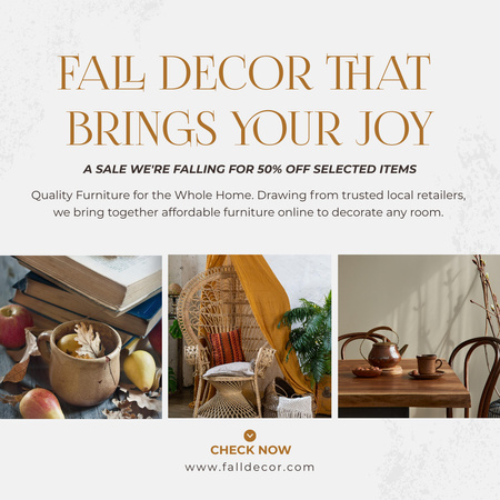 Modèle de visuel Autumn Home Decor Sale - Instagram