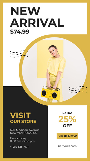 Fashion Store Ad with Stylish Woman Instagram Story Modelo de Design