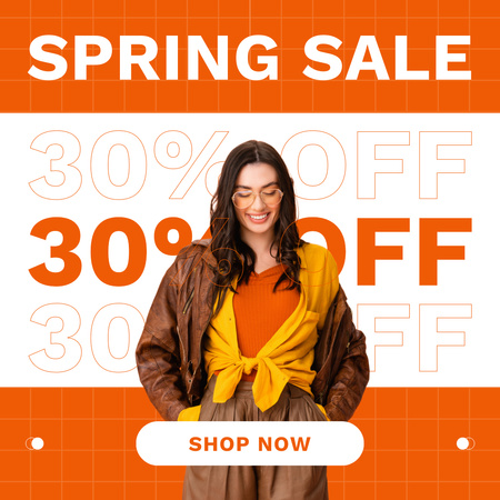 Fashion Spring Sale Announcement with Beautiful Brunette Instagram AD Design Template