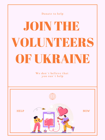 Volunteering during War with Blood Donors Poster US Design Template