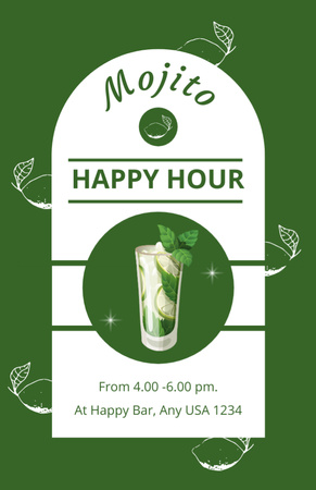 Happy Hours Promotion with Fresh Mojito Recipe Card Design Template