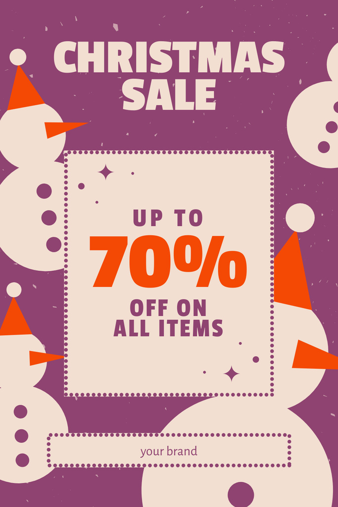 Christmas Big Sale with Snowman Pattern Pinterestデザインテンプレート