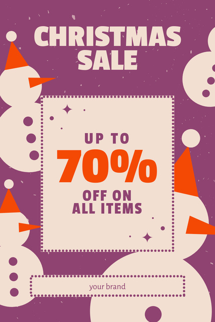 Ontwerpsjabloon van Pinterest van Christmas Big Sale with Snowman Pattern