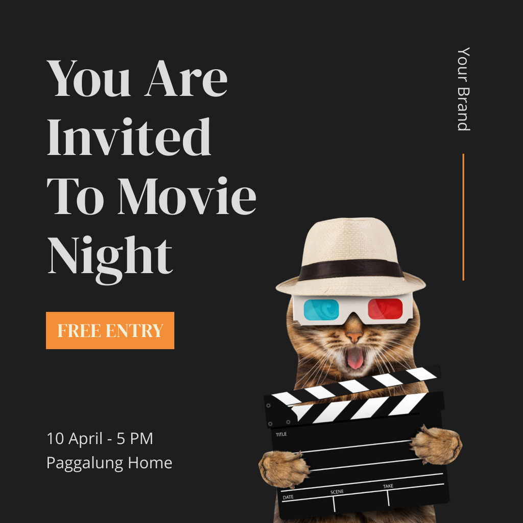 Inspiration to Visit Movie Night with Cat Instagramデザインテンプレート