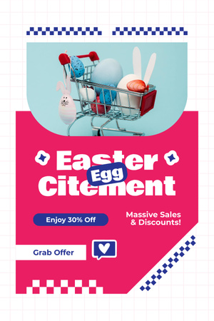 Easter Sale with Eggs in Shopping Cart Pinterest Design Template