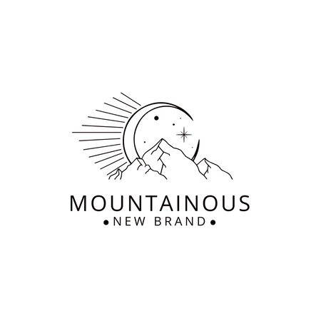 Emblem with Mountains with Mountain Sketch Logo 1080x1080px Design Template