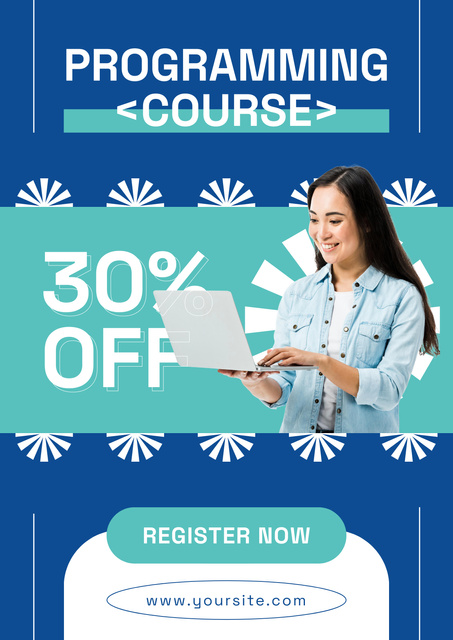 Discount Offer on Computer Programming Course Poster Πρότυπο σχεδίασης