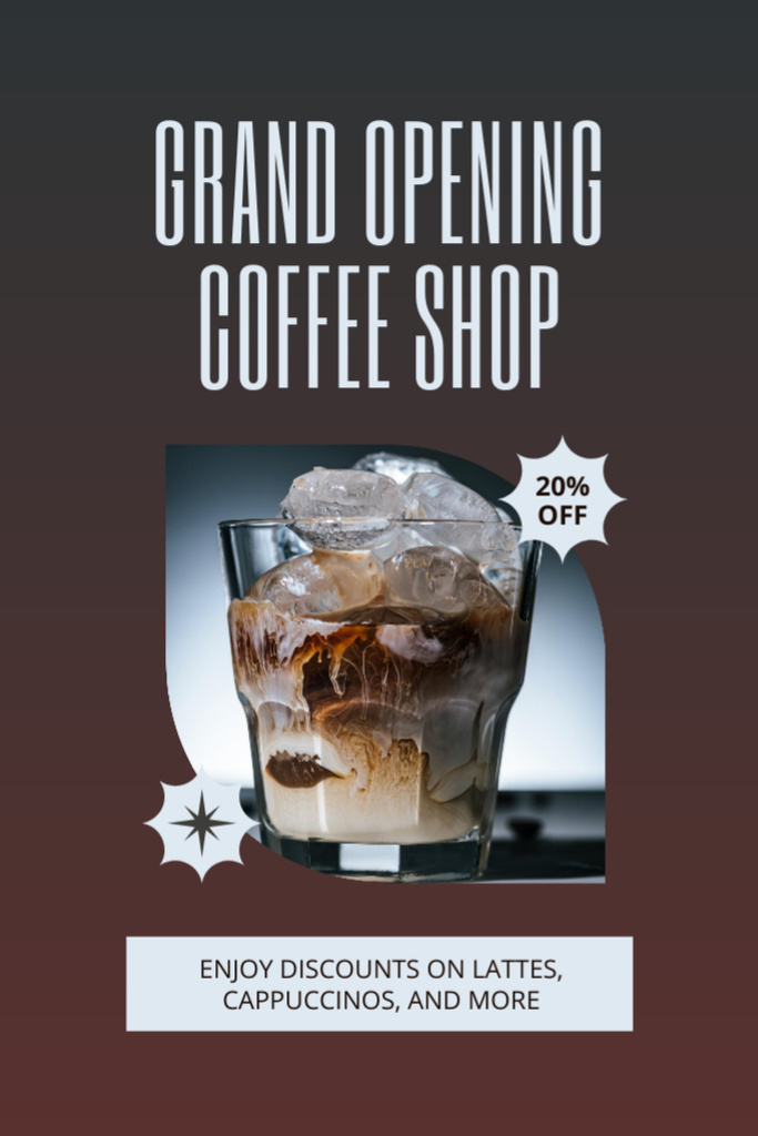 Coffee Shop Grand Opening With Discount On Cappuccino Tumblr Modelo de Design
