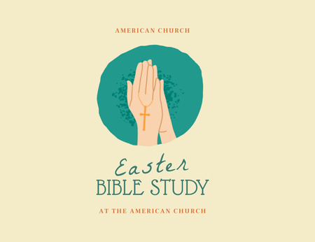 Modèle de visuel Annonce d'étude biblique de Pâques avec croix - Invitation 13.9x10.7cm Horizontal