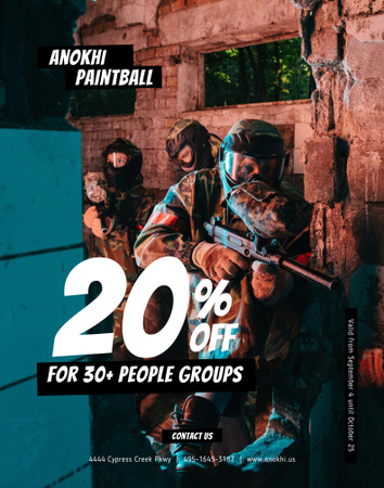 Paintball Club Offer People with Guns Poster 22x28in Design Template
