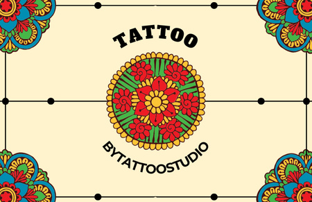 Plantilla de diseño de Oferta De Servicios De Adornos Florales Y Estudio De Tatuajes Business Card 85x55mm 