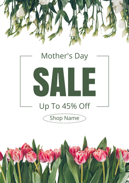 Ontwerpsjabloon van Poster van Mother's Day Sale Announcement with Beautiful Floral Bouquets
