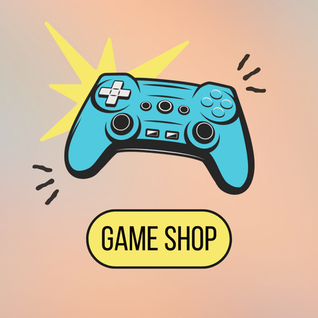 Well-Equipped Gaming Shop With Console Promotion Animated Logo Design Template