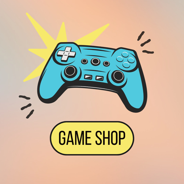 Well-Equipped Gaming Shop With Console Promotion Animated Logo Šablona návrhu