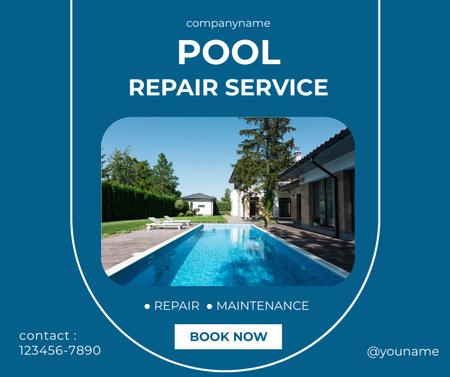 Swimming Pool Repair Service Offer Facebook Design Template