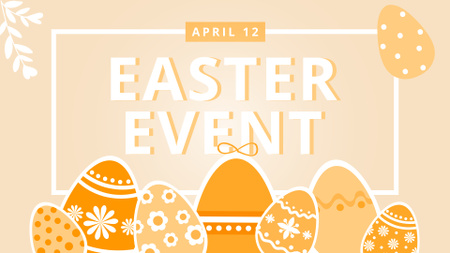 Easter Event Announcement with Painted Eggs FB event cover Design Template